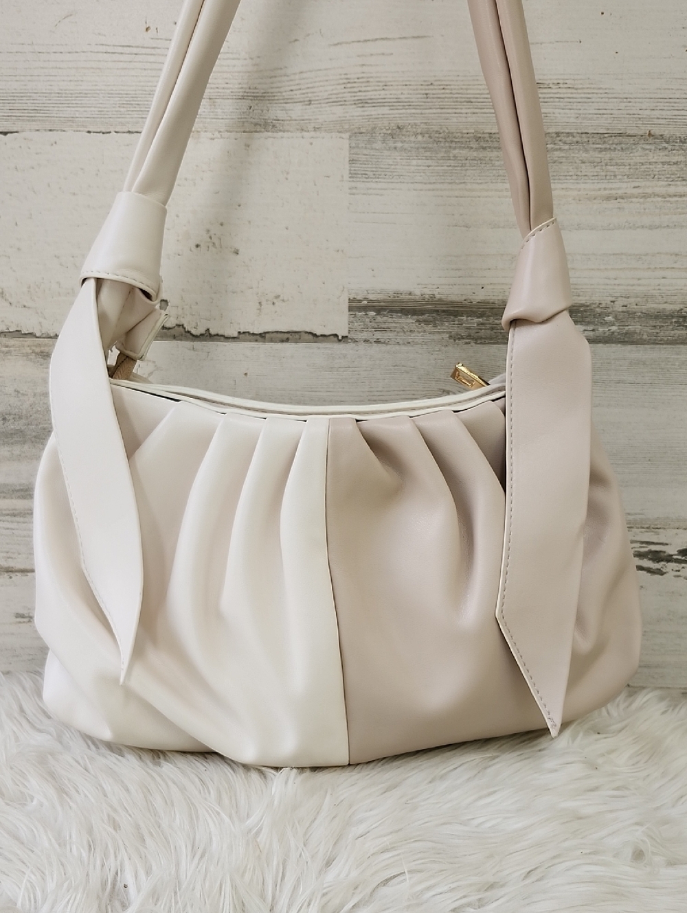 SONDRA ROBERTS SQUARED SOFT PLEATED SHOULDER BAG